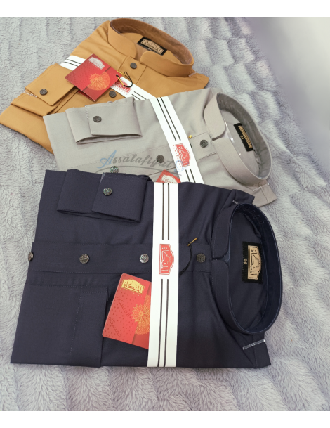 Qamis Homme manches longues à col avec boutons aux manches - Mishkat
