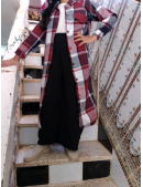 Surchemise / Robe chemise à carreaux longue fille  - Assalafiyat
