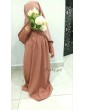 Abbaya / Robe longue fille Warda à manches élastiques avec khimar (hijab) assorti